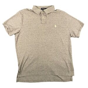 Polo Ralph Lauren Polo Shirt Mens Medium Gray Custom Fit White Pony Preppy